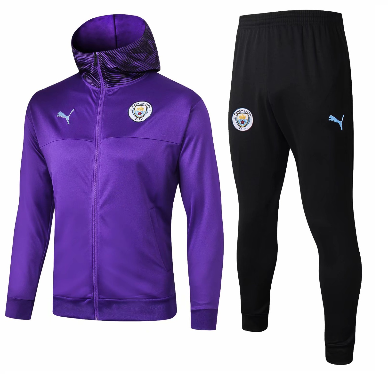 Kit treinamento com capuz oficial Puma Manchester City 2019 2020 roxo